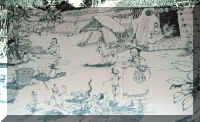 Drawing of Maya village.